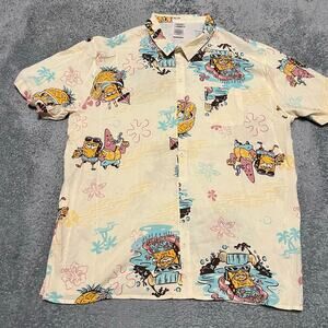 SpongeBob SquarePants Shirt Mens XXL  Hawaiian Button Nickelodeon